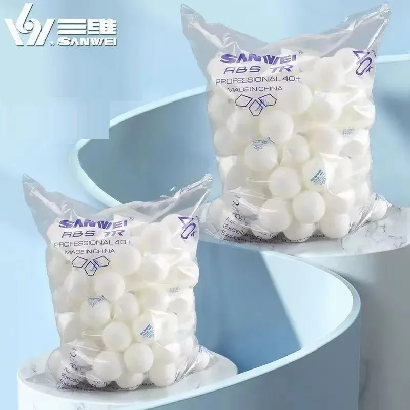 Table Tennis Olympics - SANWEI-ABS TR 3スター卓球ボール、40+、トレーニング用プラスチック製ホワイトピンポンボール、100個入り