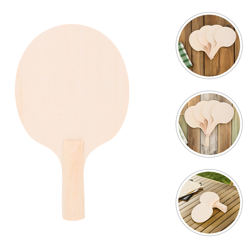 Table Tennis Racket - 4組のDIY卓球ラケットブランク、未完成の木製ラケットベース、軽量クラフトペイント用ピンポンブランク、木製