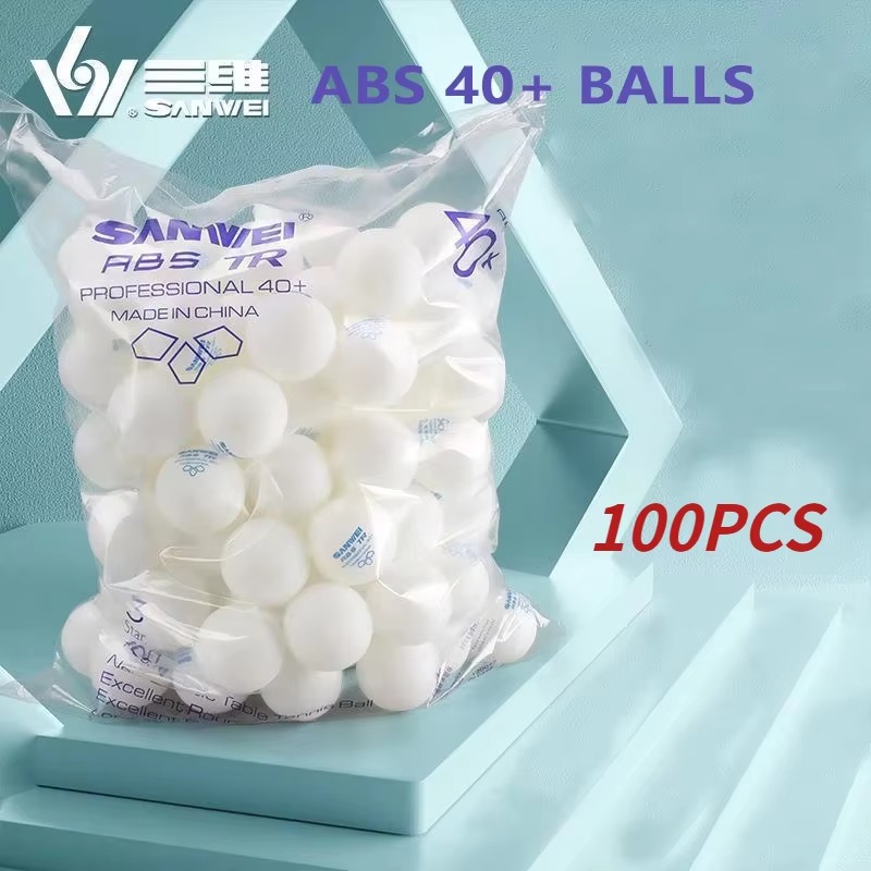 Table Tennis Olympics - SANWEI TR 3スター卓球ボール 50個/100個入り、40+、ABS製、新しい素材、縫い目入り、耐久性に優れたプロ仕様、練習用。