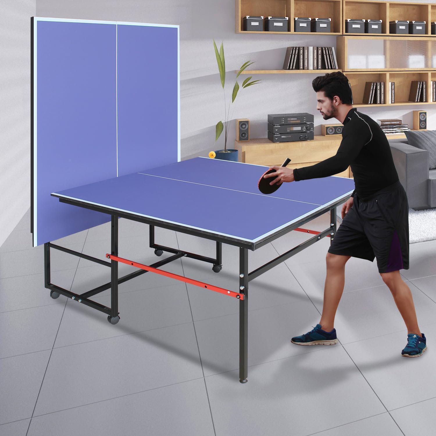 8フィートのポータブル卓球台、大人とティーン向けのプロ仕様ゲ - Table Tennis Olympics のレビューと価格